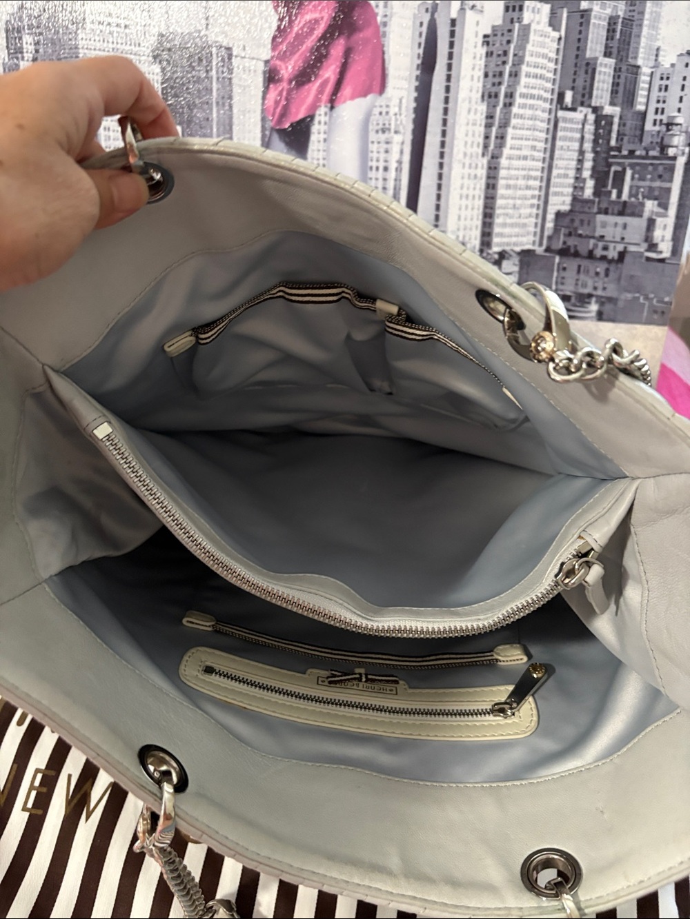 Henri Bendel No 7 Quilted lambskinnTote Bag in Light Gray - Picture 16 of 16